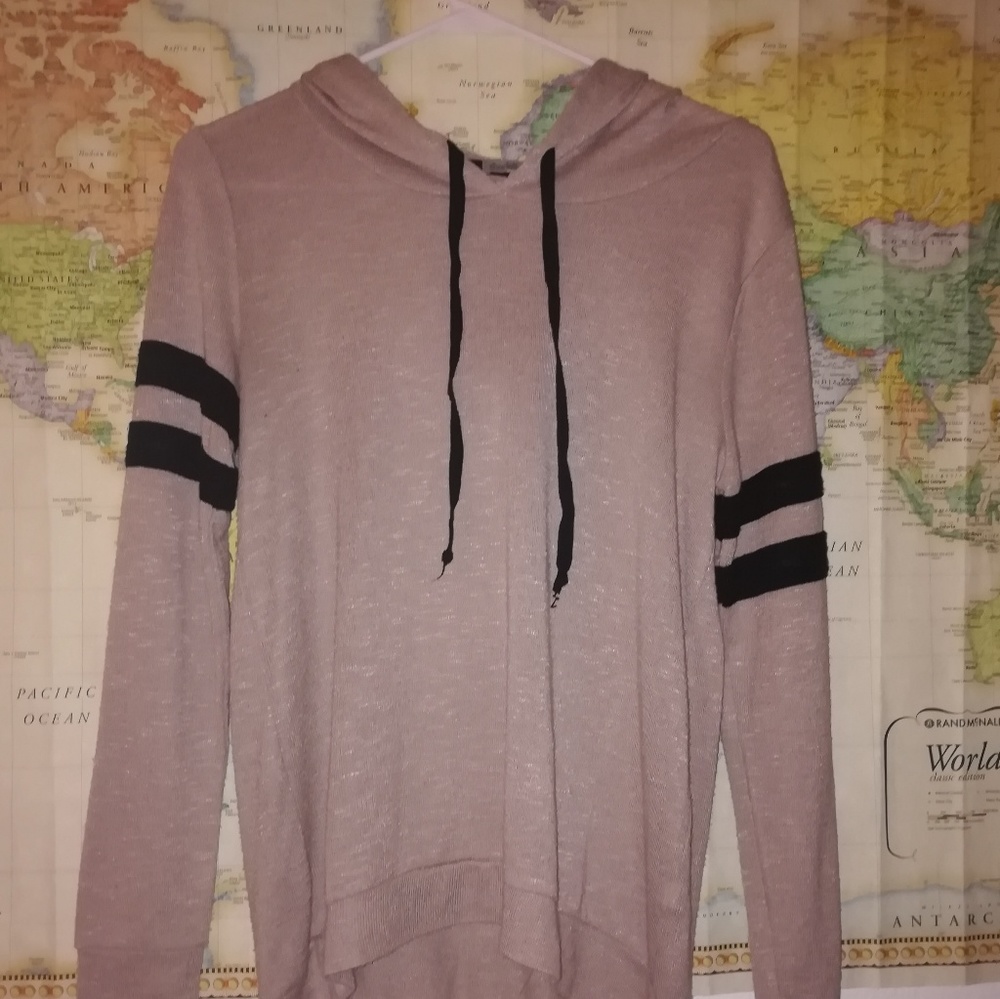 Pink and Black Striped Hoodie